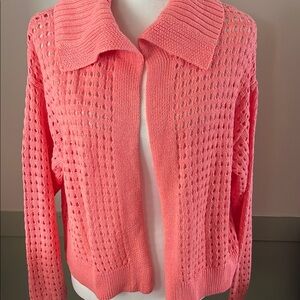 Melon colored knit open cardigan